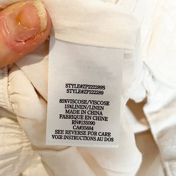 Z Supply High Rise Wide Leg Farrah Linen Blend Pants Trousers Cream Ivory Small - Picture 5 of 12